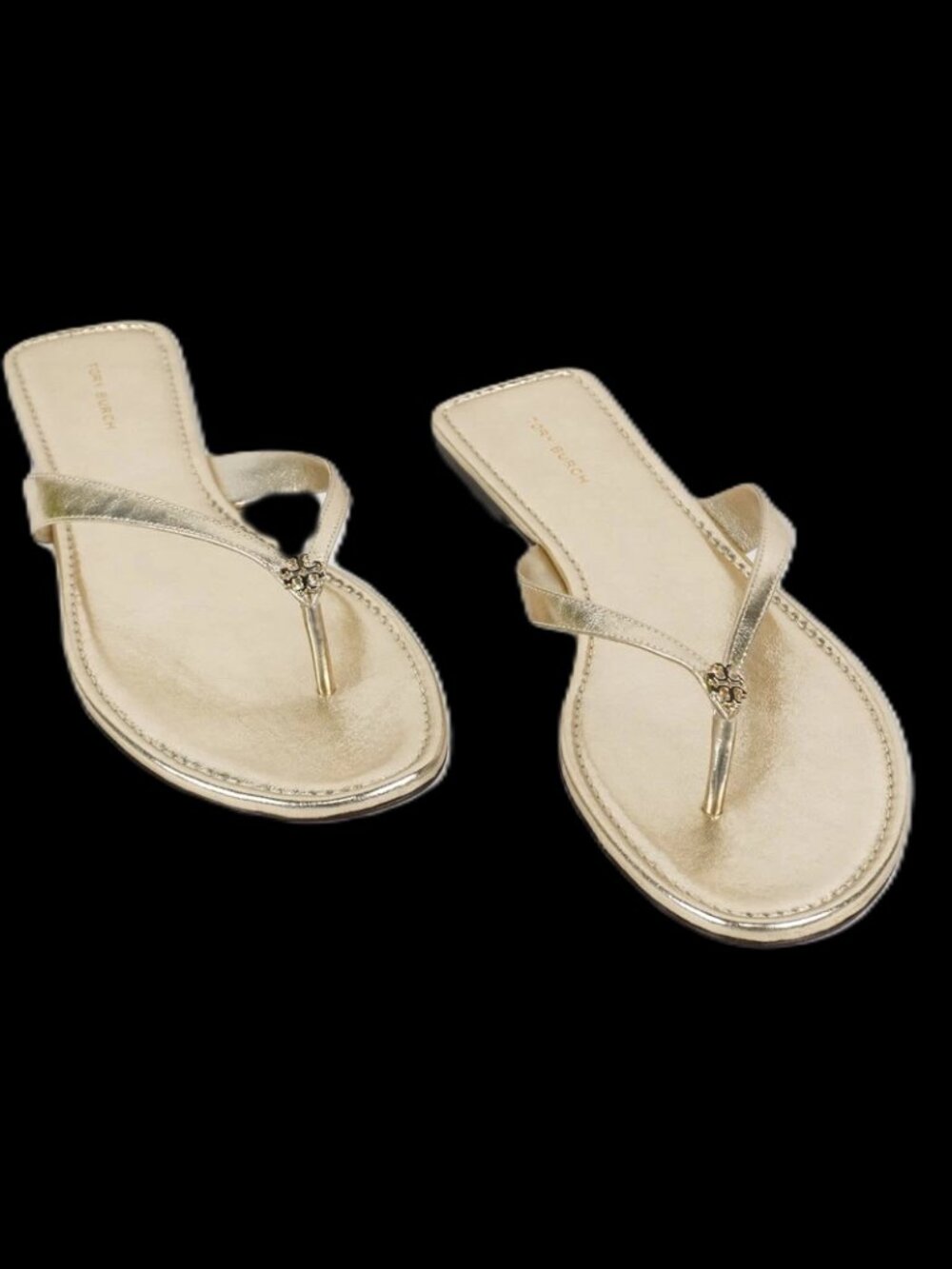 T. Burch Classic Flip Flop Gold Metallic Leather Party Brunch Work Cruise Resort